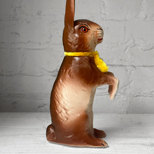 Papier-Mâché Large Upright Rabbit with Yellow Neck Tie