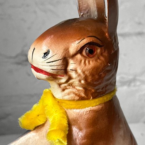 Papier-Mâché Large Upright Rabbit with Yellow Neck Tie