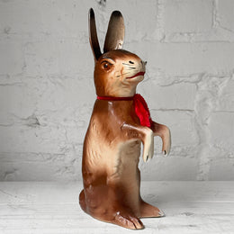 Papier-Mâché Large Upright Rabbit with Red Neck Tie