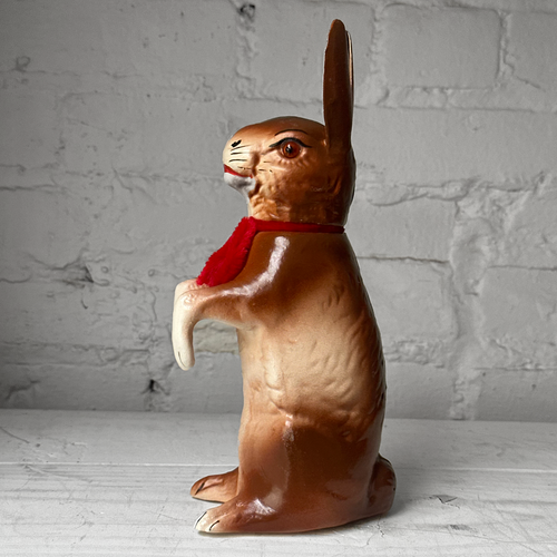 Papier-Mâché Large Upright Rabbit with Red Neck Tie