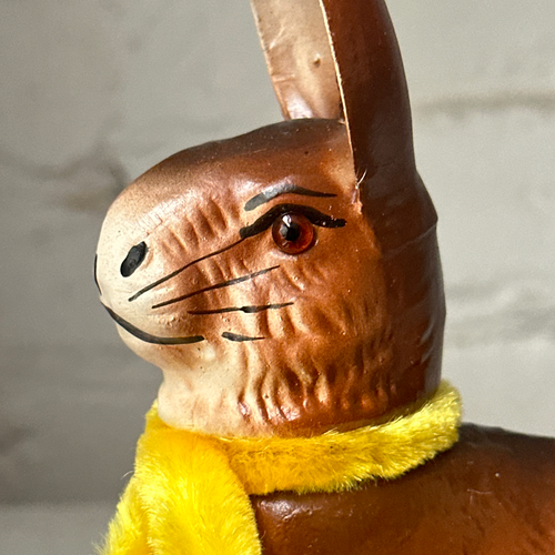 Papier-Mâché Standing Rabbit with Yellow Neck Tie