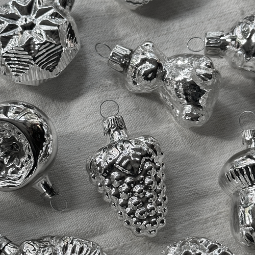 Set of 35 Nostalgic Christmas Silver Ornaments