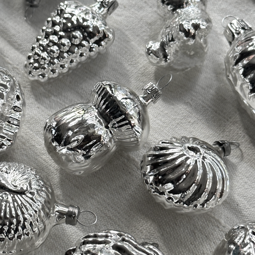 Set of 35 Nostalgic Christmas Silver Ornaments