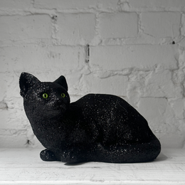 Black Resting Glitter Cat