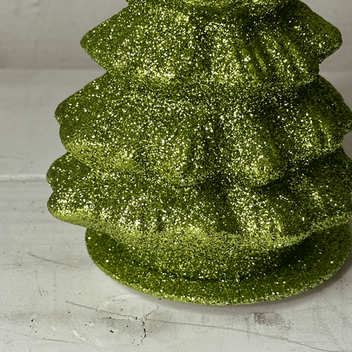 Papier-Mâché Medium Chartreuse Glitter Tree