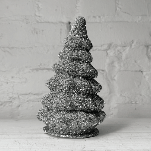 Papier-Mâché Medium Silver Glitter Tree