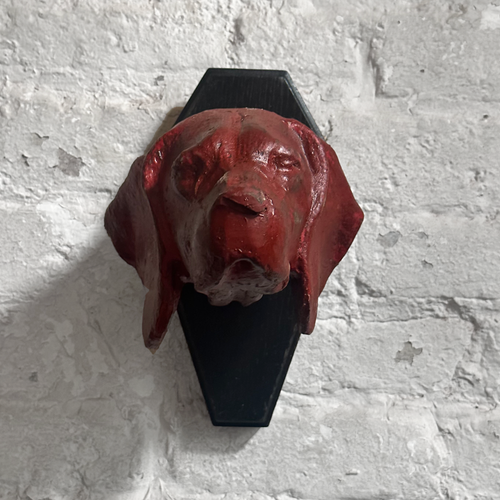 Black Forest Carved Red Dog Head (D51)