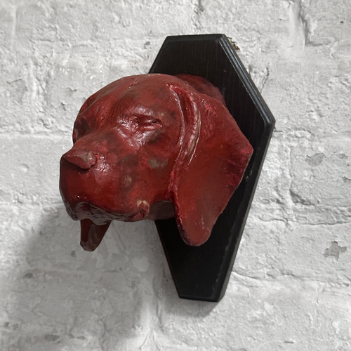 Black Forest Carved Red Dog Head (D51)