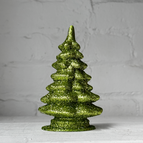 Papier-Mâché Small Lime Green Glitter Tree