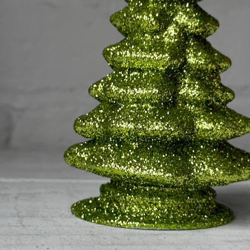 Papier-Mâché Small Lime Green Glitter Tree