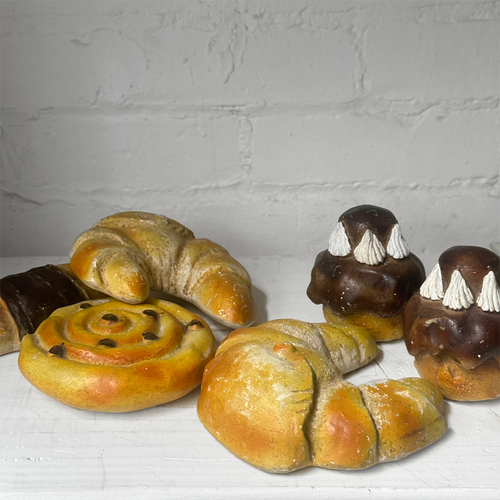 Set of 6 Vintage Chalkware Pastries