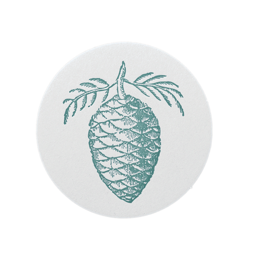 Set of 8 Letterpress Pinecone Coasters