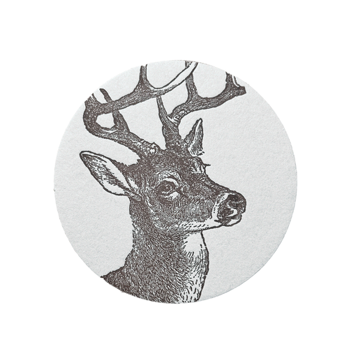 Set of 8 Letterpress Deer Coasters