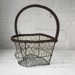 19th-Century French Wire Heart Basket