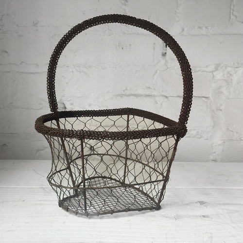 19th-Century French Wire Heart Basket