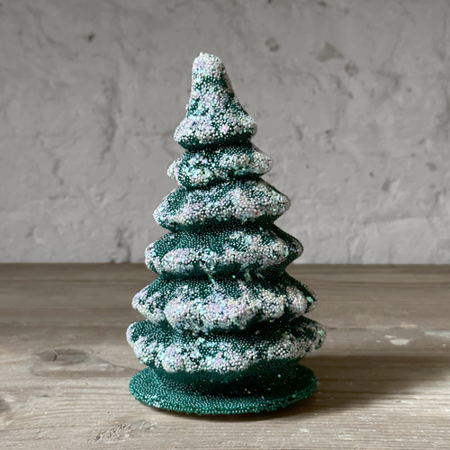 Papier-Mâché Medium Green Frost Glitter Tree