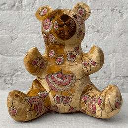 Mimosa Silk Velvet Embroidered Big Bear in Shaded Oro