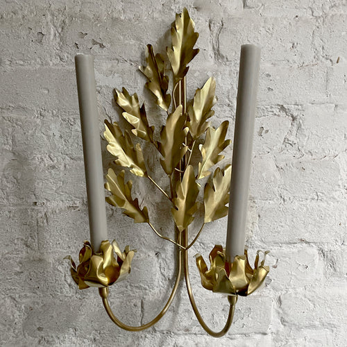 Jess Wheeler Oak Leaf Double Candle Sconce