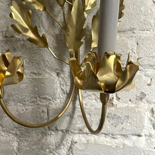 Jess Wheeler Oak Leaf Double Candle Sconce