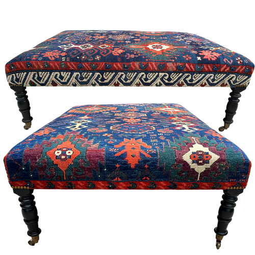 19th Century Kabu Rug Ottoman