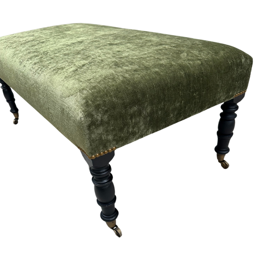 Custom Ottoman in Cisco Brothers x John Derian Velluto Olive