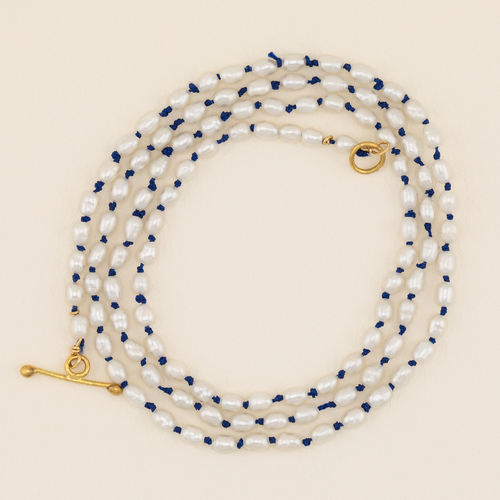 16" Keshi Pearl Strand in Navy