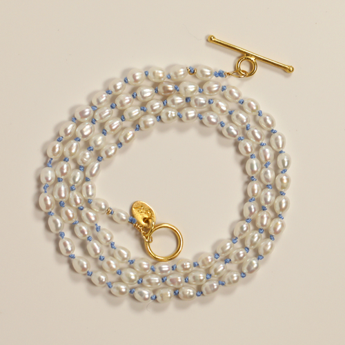 16" Keshi Pearl Strand in Sky