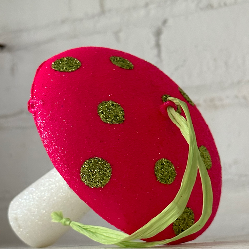 Pink Glitter Mushroom Ornament