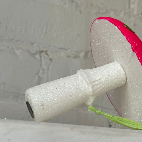 Pink Glitter Mushroom Ornament