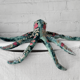 Liza Silk Velvet Octopus in Shaded Indigo