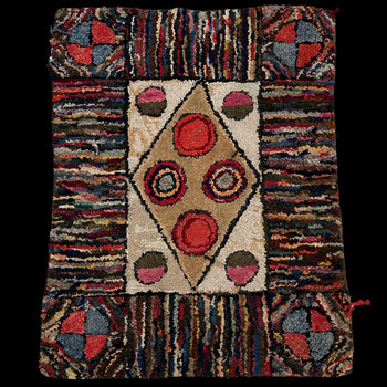 3’10”x 2’11” Decorative Vintage Rag Rug #3