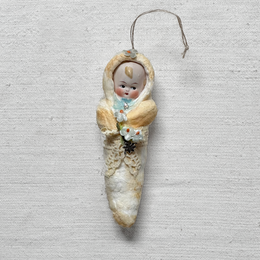 Nostalgic Cotton Baby with Porcelain Head Ornament