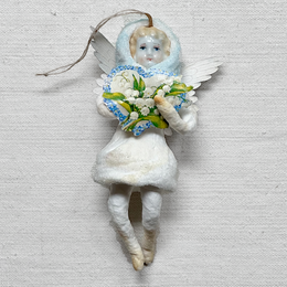 Nostalgic Cotton Angel Scrap Heart with Porcelain Head Ornament