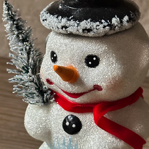 Papier-Mâché Snowman with Icicle Decoration