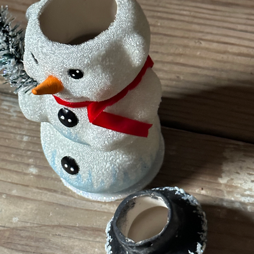 Papier-Mâché Snowman with Icicle Decoration