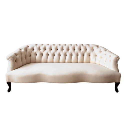 Muslin Covered 19th Century Style Tufted Sofa