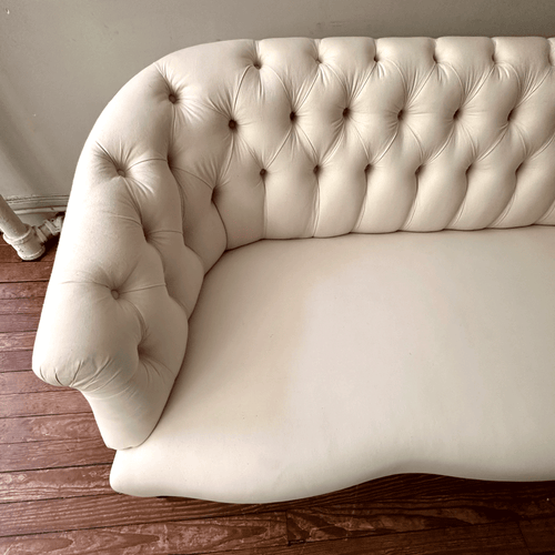 Muslin Covered 19th Century Style Tufted Sofa