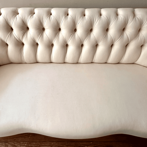 Muslin Covered 19th Century Style Tufted Sofa