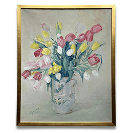 Mid 20th-century Dutch Floral Still Life in Gilt Frame