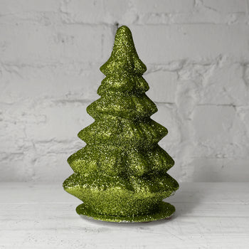 Papier-Mâché Medium Chartreuse Glitter Tree