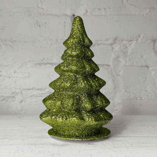 Papier-Mâché Medium Chartreuse Glitter Tree