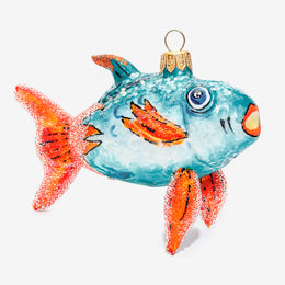 Turquoise and Orange Fish Ornament