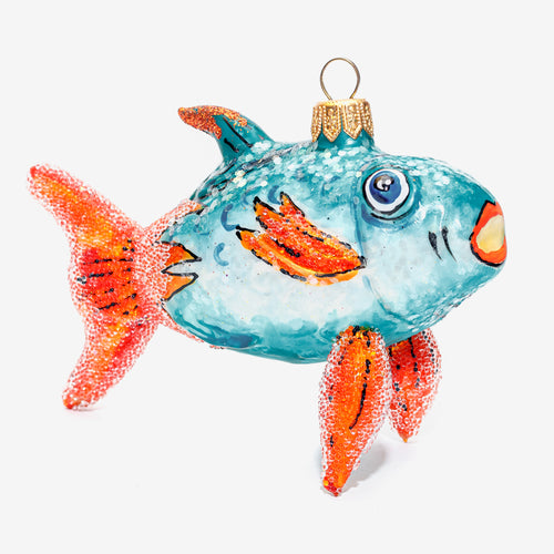 Turquoise and Orange Fish Ornament