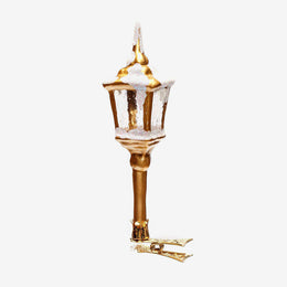 Gold Lantern with Snow Ornament