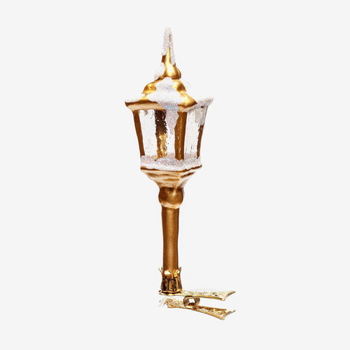 Gold Lantern with Snow Ornament