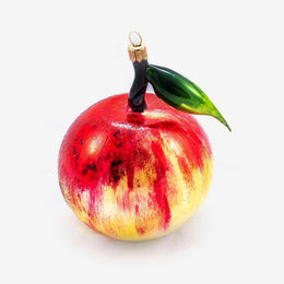 Red & Green Apple With Leaf Ornament