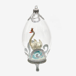 Swan With Crown Dome Ornament