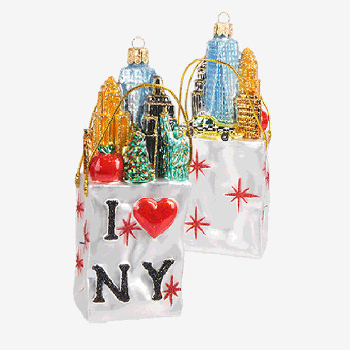 New York Shopping Bag in White Ornament