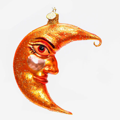 Orange Crescent Moon Ornament