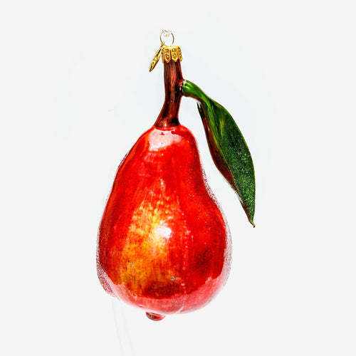 Red Pear with Leaf Ornament